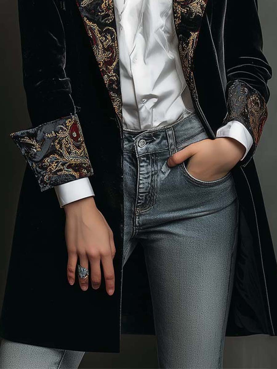 Marlene | Baroque Print Lapel Slim-Fit Blazer for Women