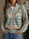Sybilla | Vintage Floral Botanical Border Print Cardigan for Women