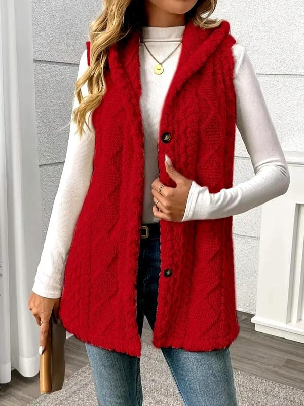 Sofie | Plush Hooded Vest with Button Closure for Women