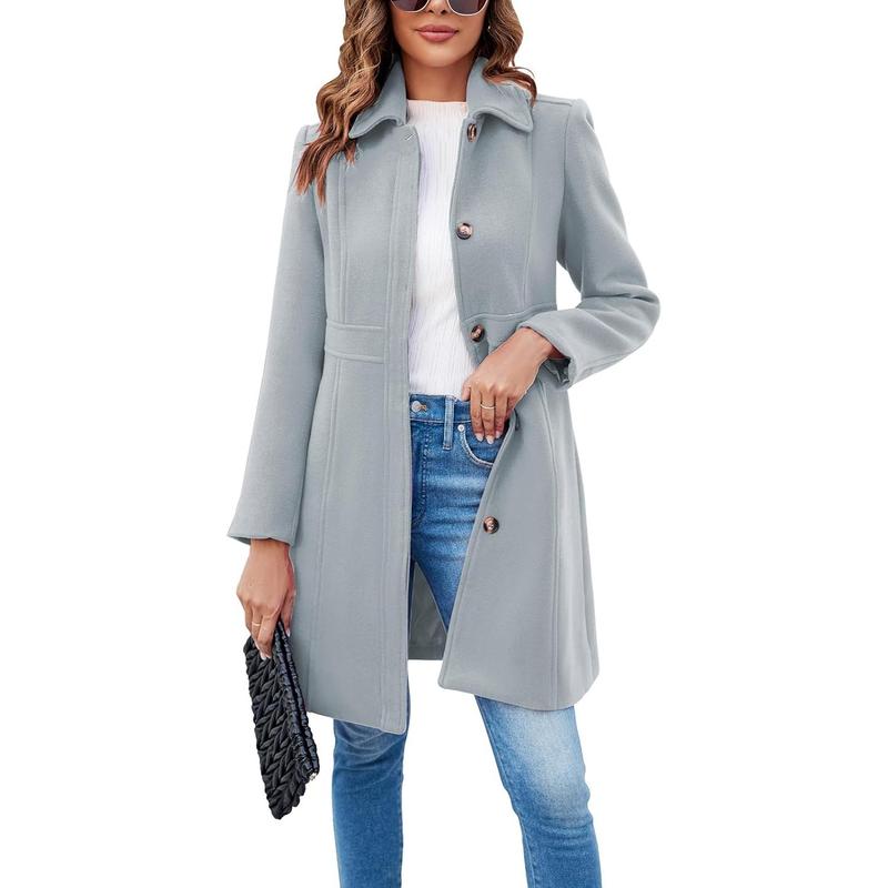 Vivian | Long Sleeve Single-Breasted Overcoat for Women