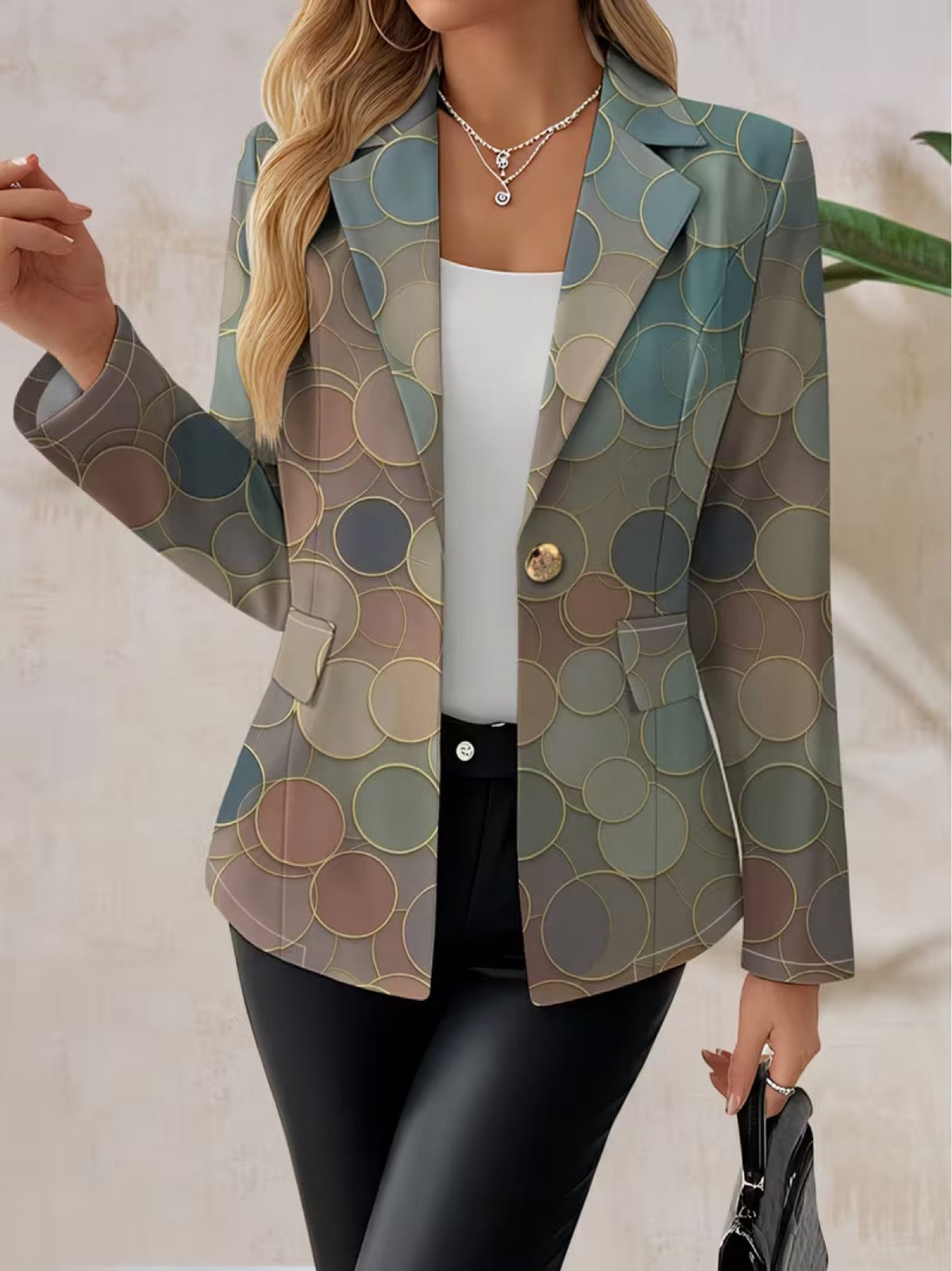 Capucine | Dot Mosaic Single-Button Tailored Blazer for Women