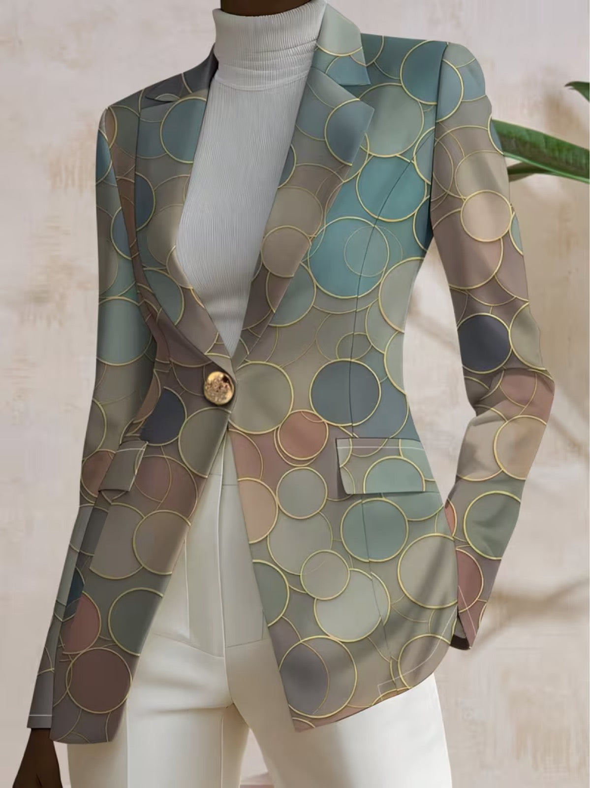 Capucine | Dot Mosaic Single-Button Tailored Blazer for Women