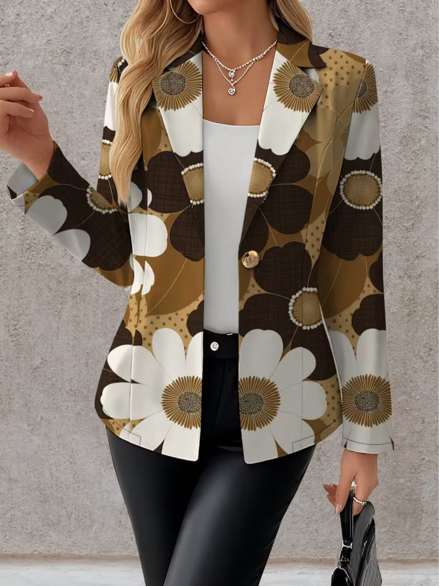 Clothilde | Daisy Print Notched-Lapel Blazer for Women