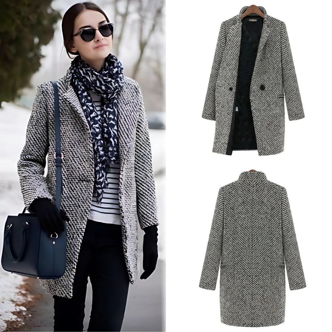 Amara | Long Wool-Blend Coat with Single-Button Closure for Women