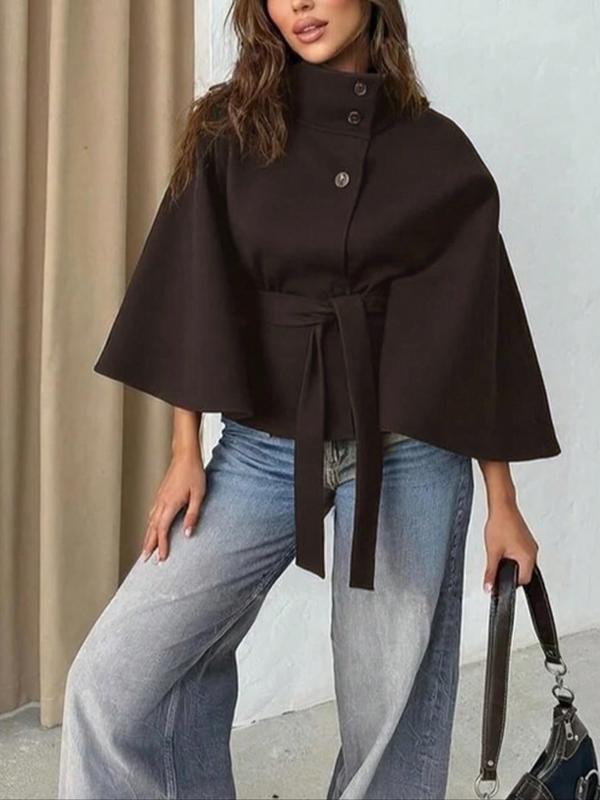 Rosemary | Buckle Belted Cape Coat for Women