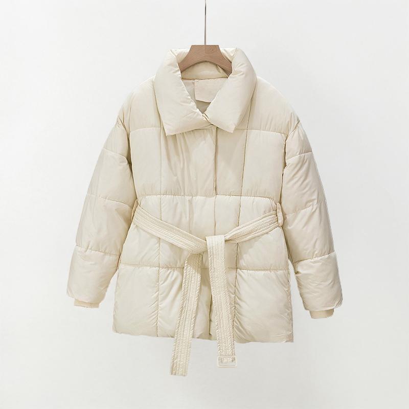 Jasmine | Thermal Stand Collar Waist-Tie Zip-Up Winter Coat for Women