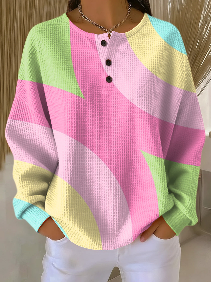 Vera | Waffle-Knit Sweater with Abstract Geometric Pattern for Women