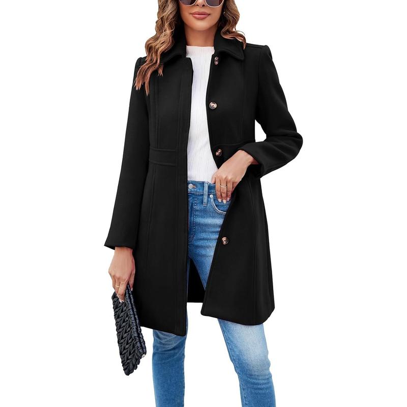 Vivian | Long Sleeve Single-Breasted Overcoat for Women