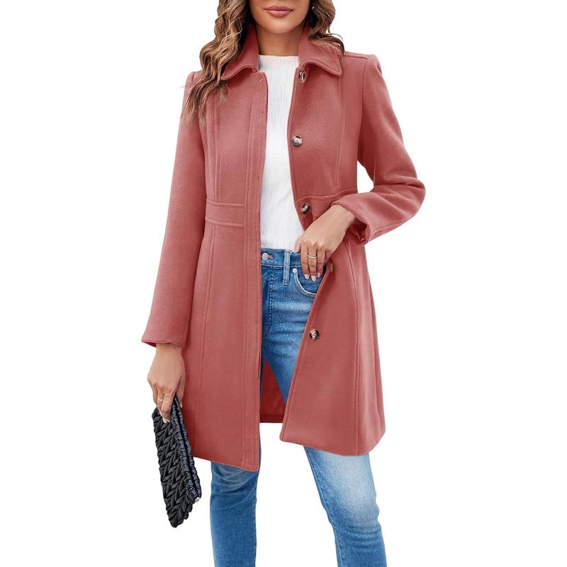 Vivian | Long Sleeve Single-Breasted Overcoat for Women