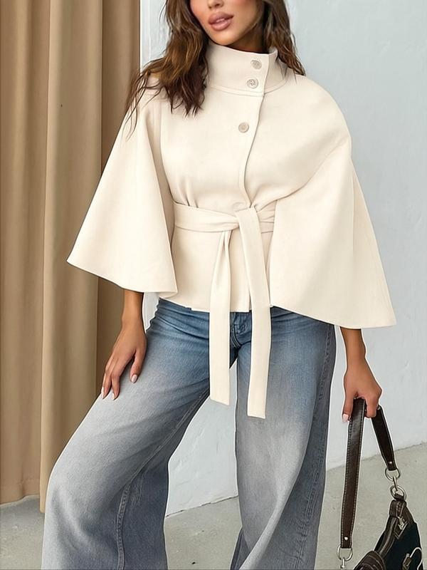 Rosemary | Buckle Belted Cape Coat for Women