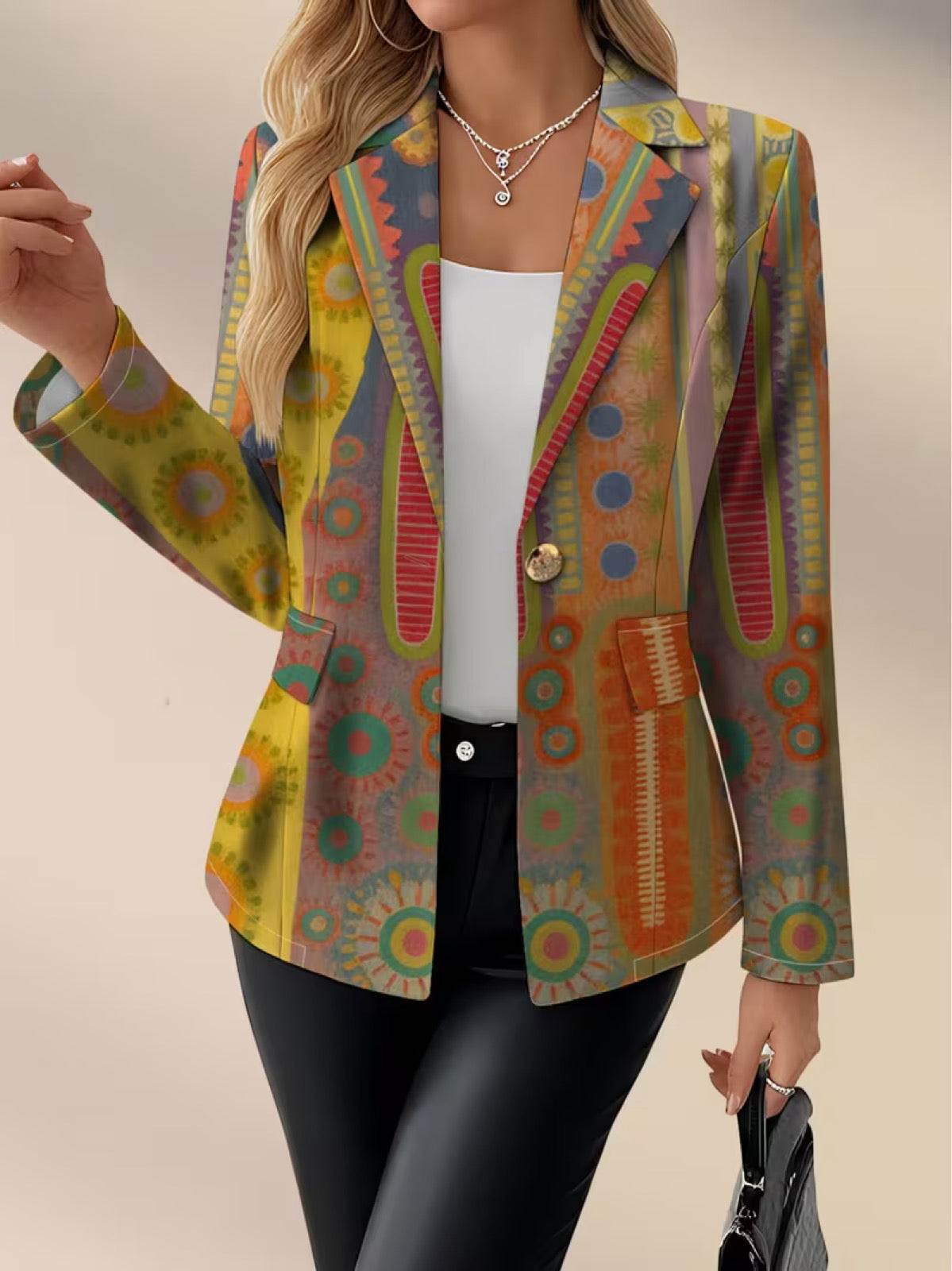 Faustine | Bohemian Medallion Print Blazer for Women