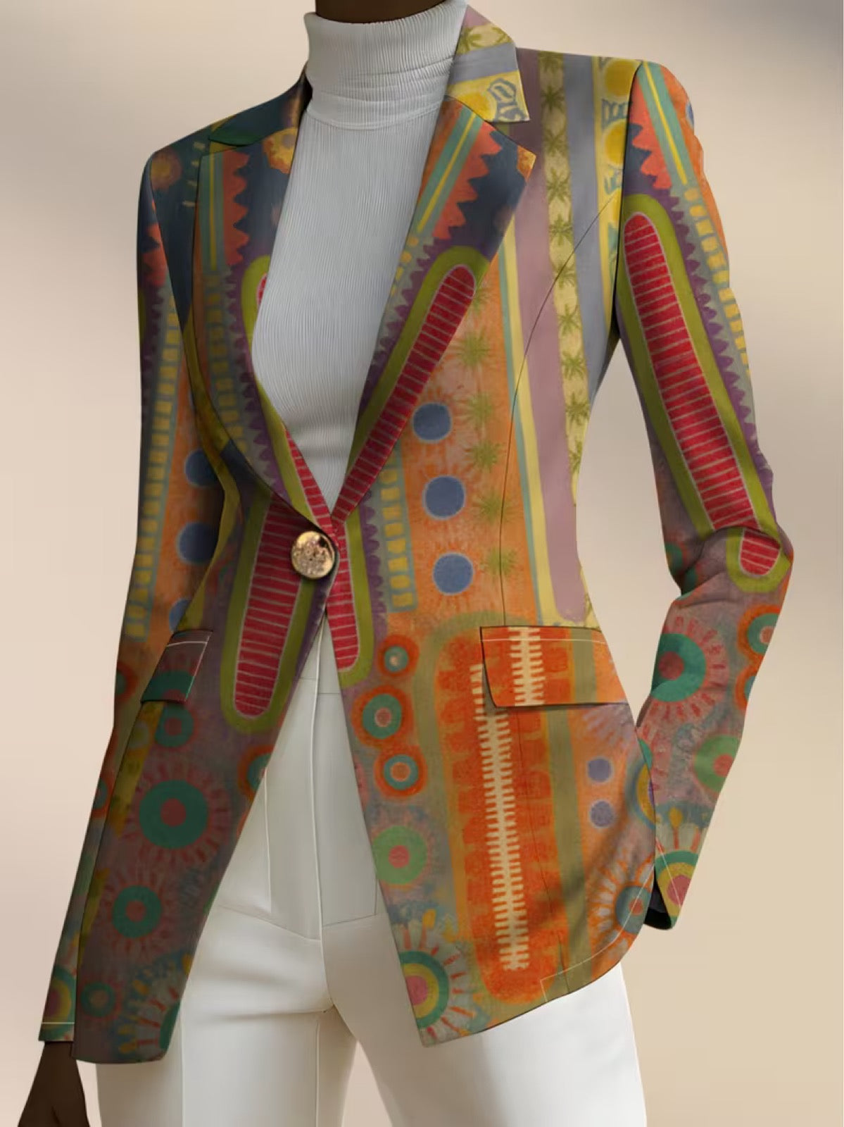 Faustine | Bohemian Medallion Print Blazer for Women