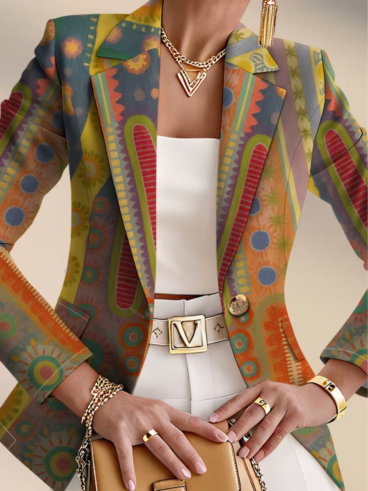 Faustine | Bohemian Medallion Print Blazer for Women