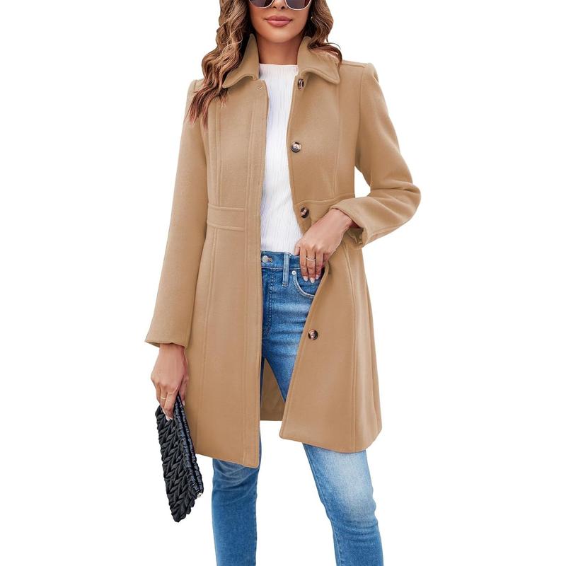 Vivian | Long Sleeve Single-Breasted Overcoat for Women