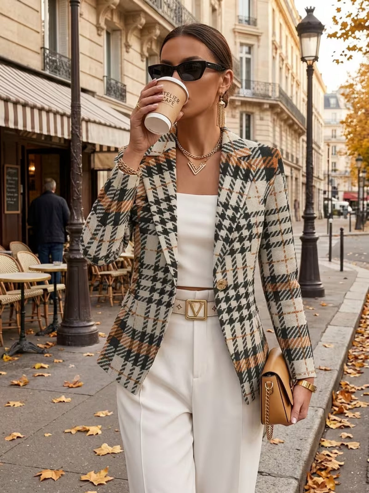 Ghislaine | Houndstooth Single-Button Tailored Blazer for Women