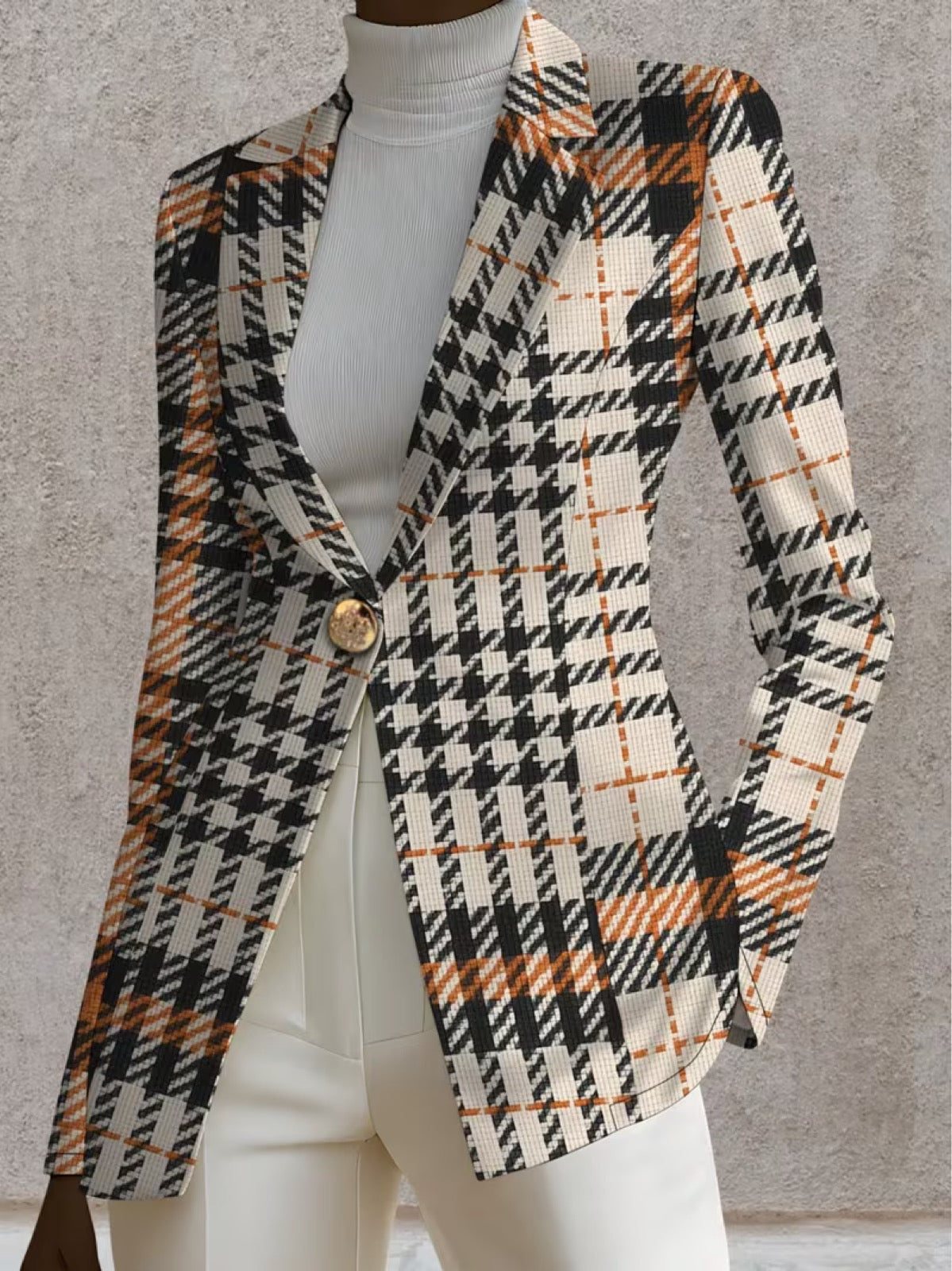 Ghislaine | Houndstooth Single-Button Tailored Blazer for Women