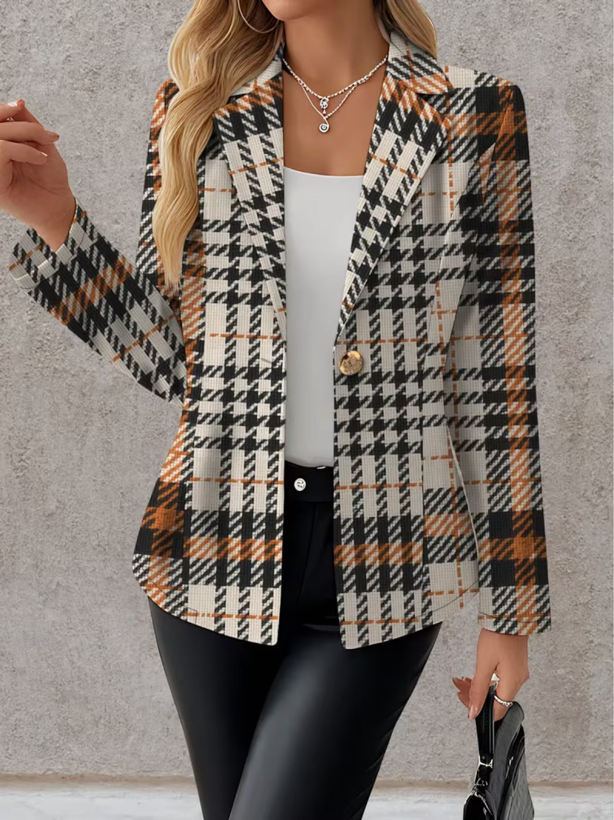Ghislaine | Houndstooth Single-Button Tailored Blazer for Women
