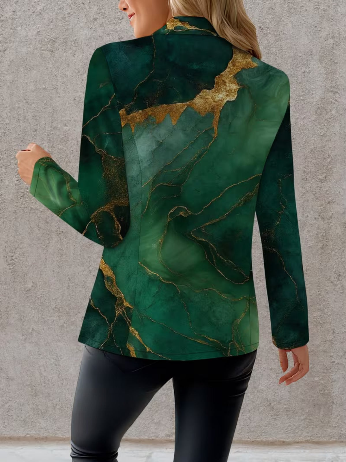 Honorine | Emerald Marble Print Tailored Blazer for Women