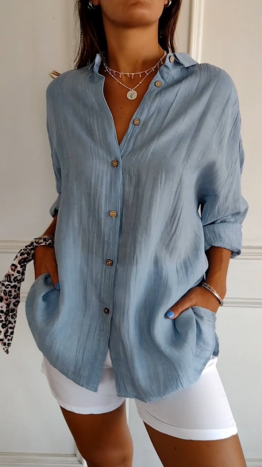 Clara | Elegant Solid Color Commuter Blouse for Women