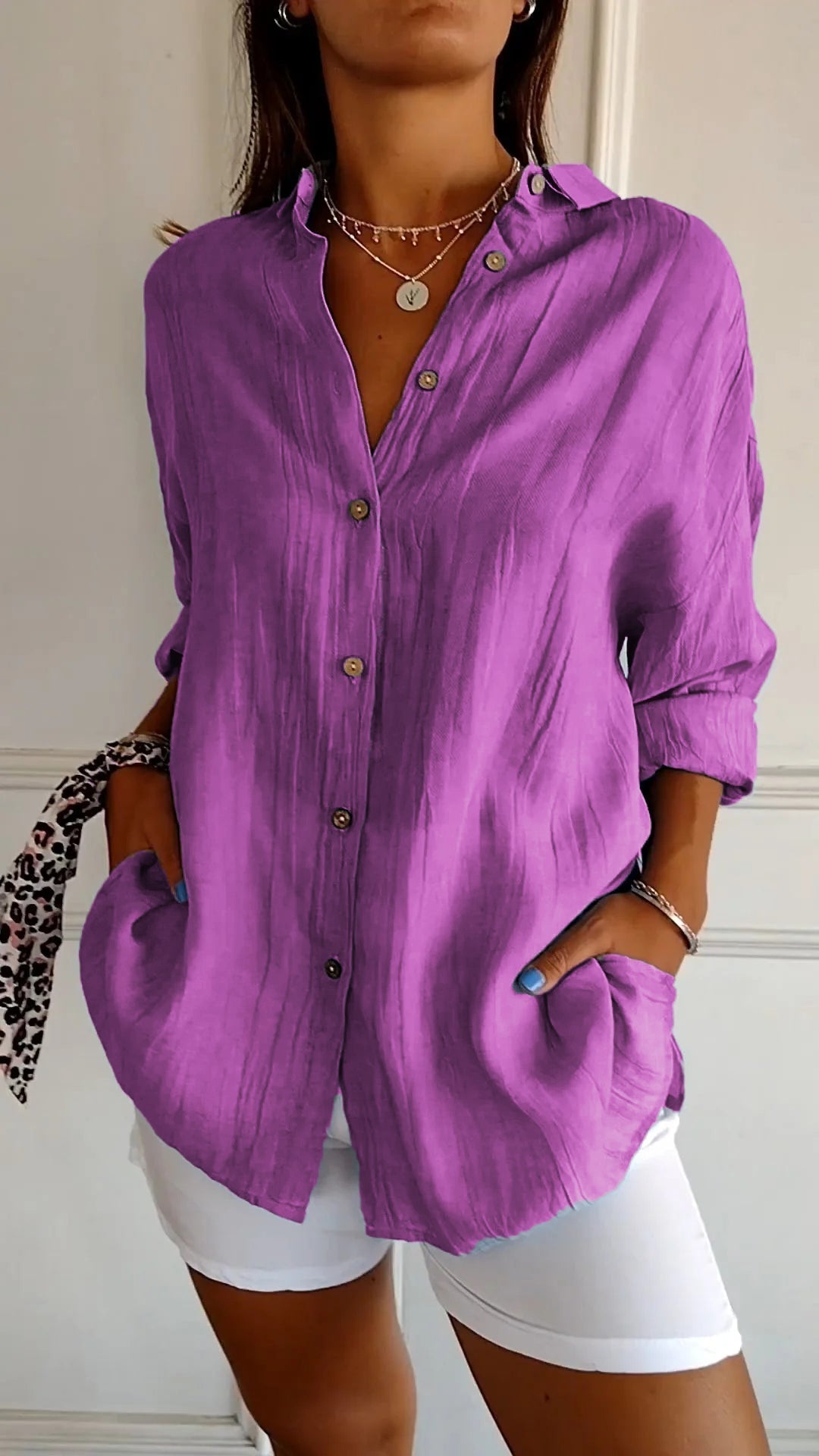 Clara | Elegant Solid Color Commuter Blouse for Women