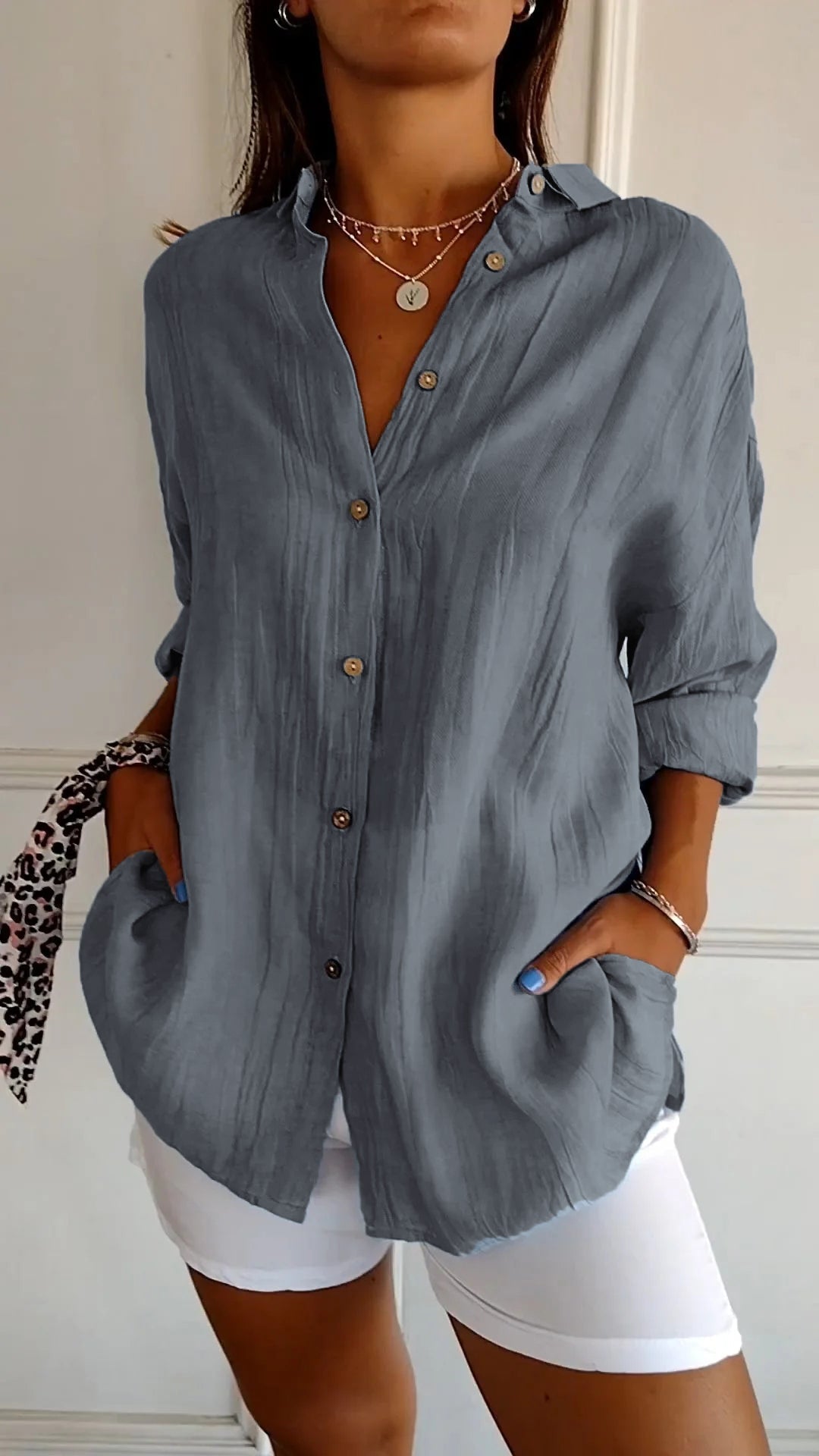 Clara | Elegant Solid Color Commuter Blouse for Women
