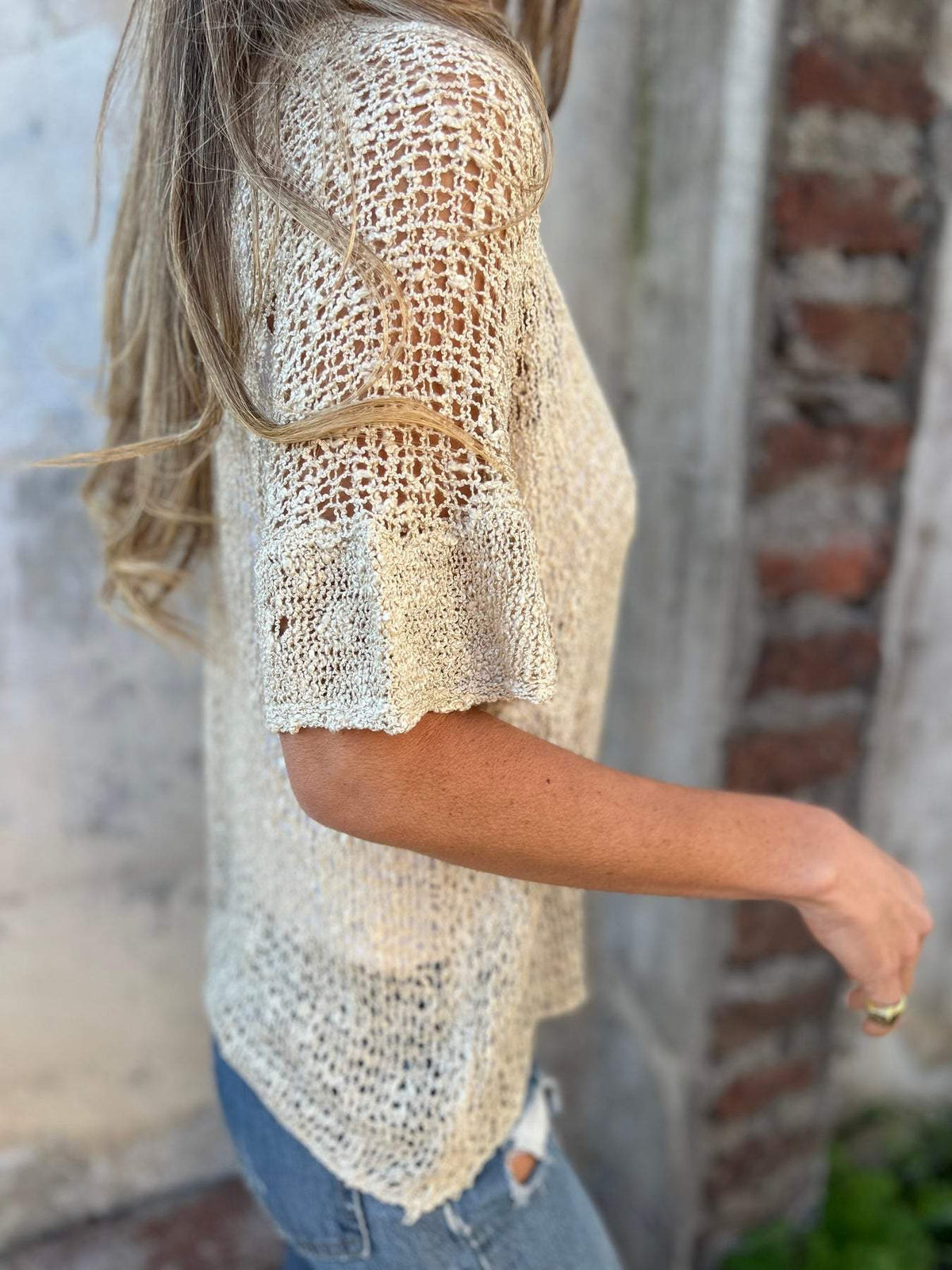 Tindra | V-Neck Hollow Out Knit Top for Women