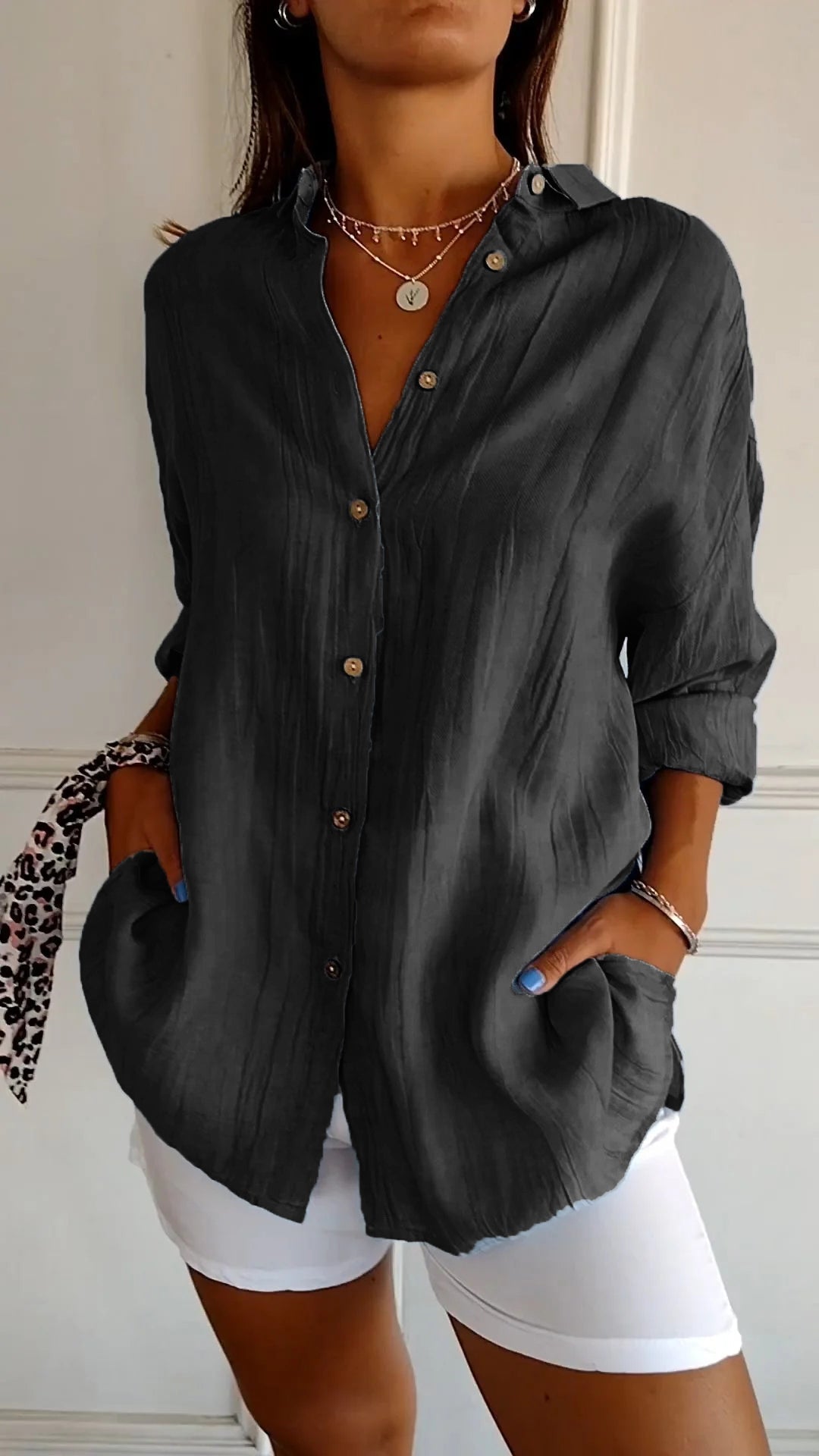 Clara | Elegant Solid Color Commuter Blouse for Women
