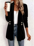 Lark | Black Velvet Button-Tab Cardigan for Women