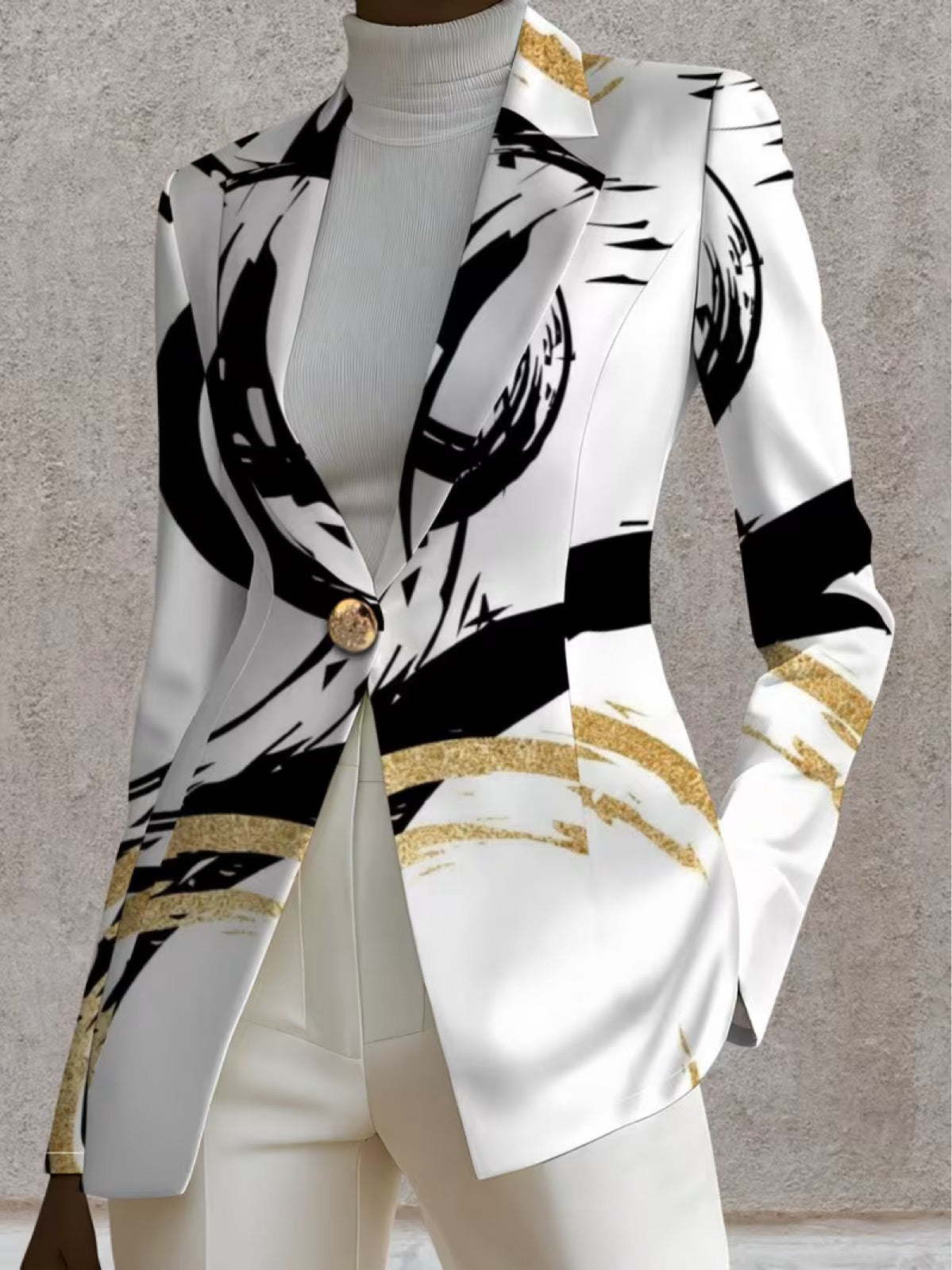 Noemine | Abstract Brushstroke Tailored Blazer for Women