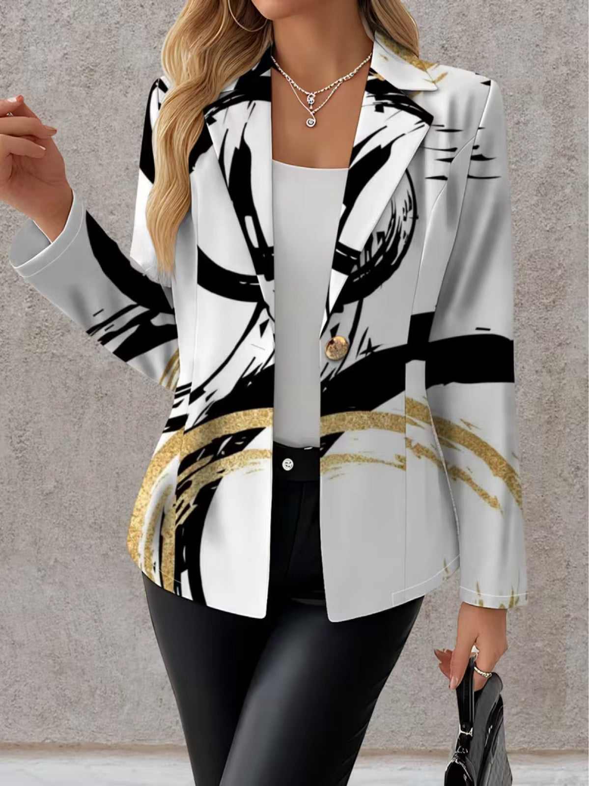 Noemine | Abstract Brushstroke Tailored Blazer for Women