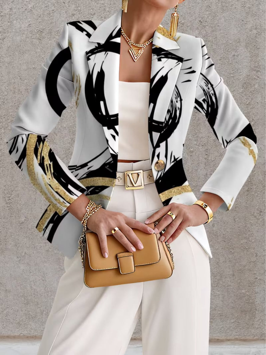Noemine | Abstract Brushstroke Tailored Blazer for Women