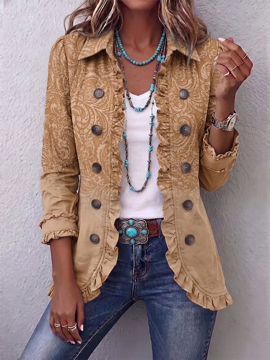 Crestelle | Western Print Ruffle Jacket for Women