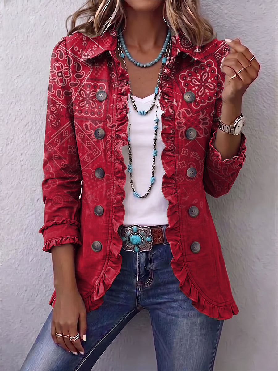 Criselle | Bohemian Paisley Ombré Ruffled Jacket for Women