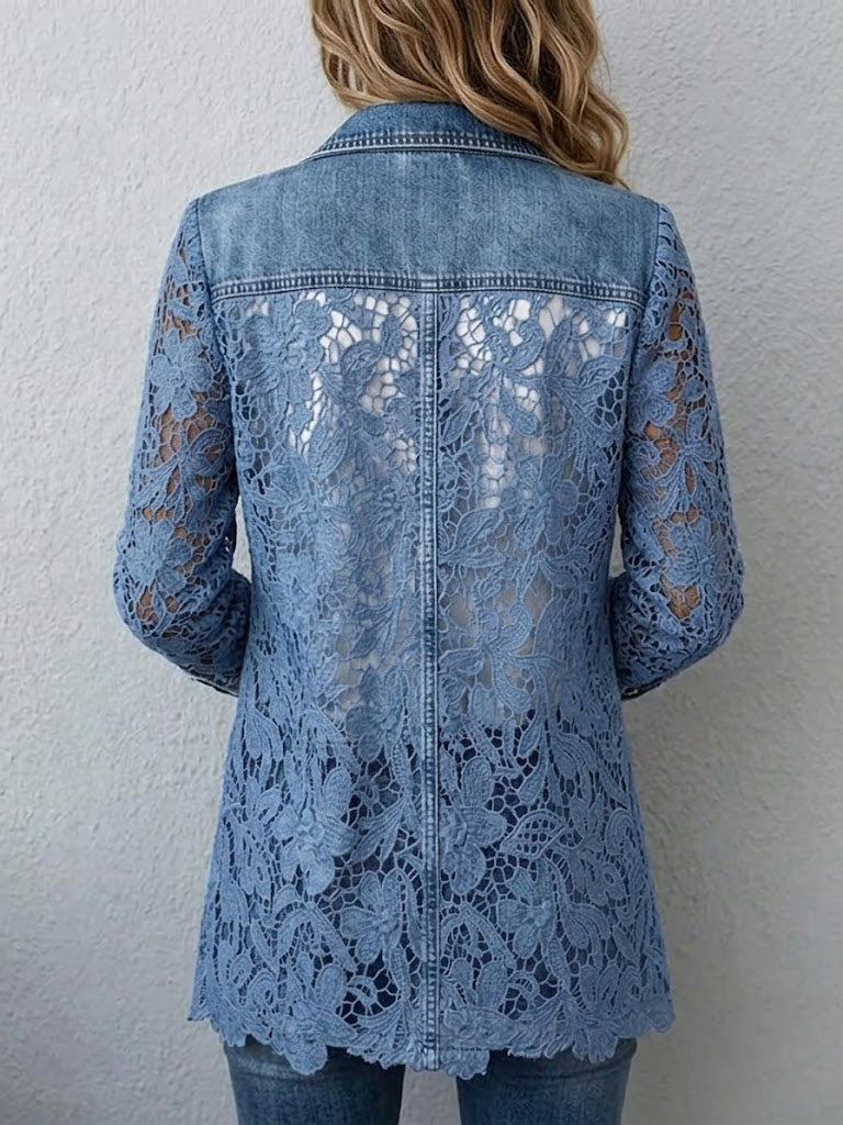 Lacinda | Blazer Jacket with Floral Lace Paneling for Women