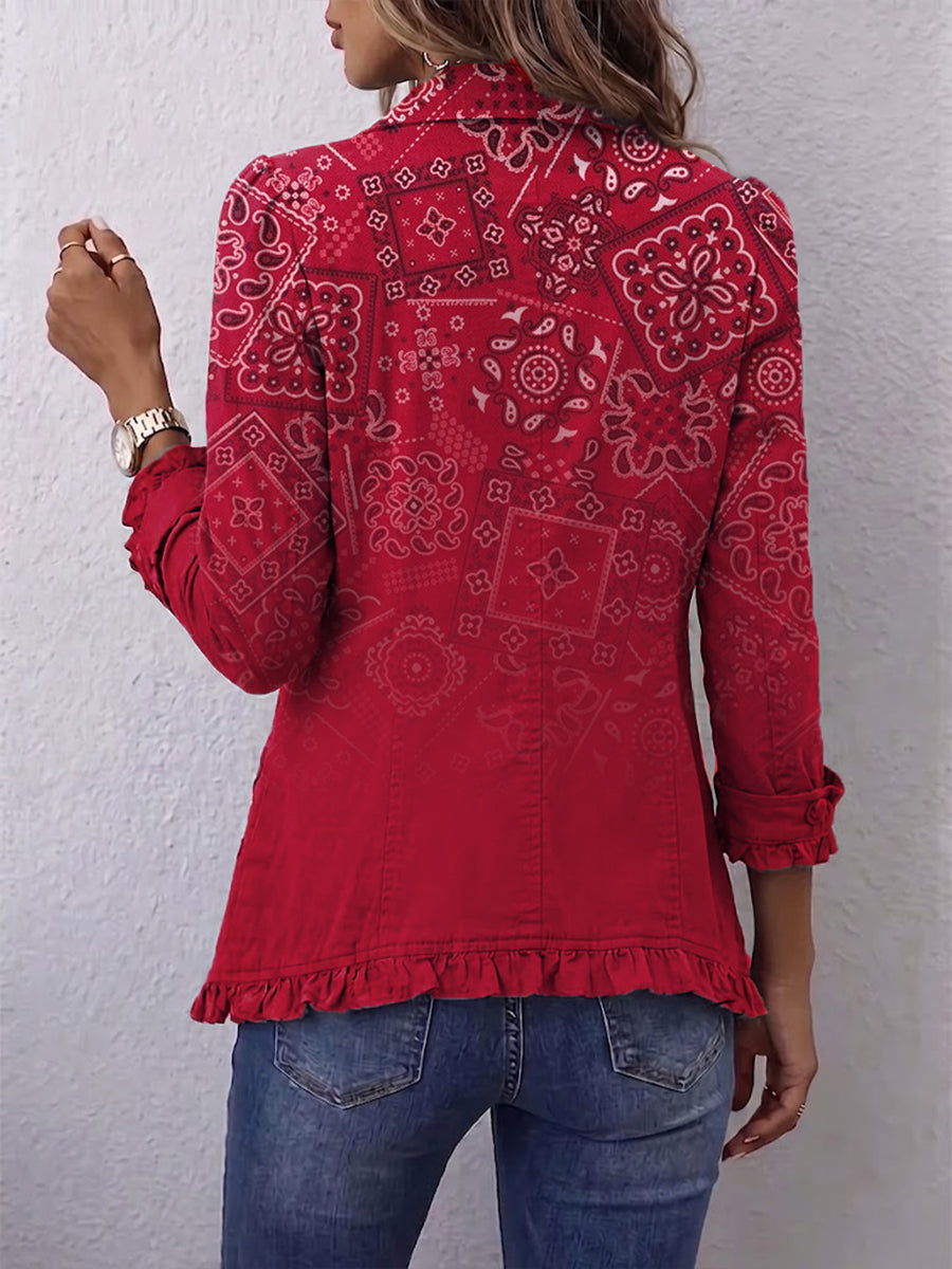Criselle | Bohemian Paisley Ombré Ruffled Jacket for Women