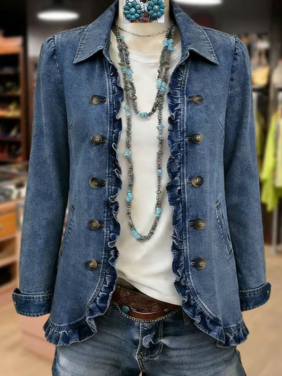 Ruffelle | Ruffled Button-Front Jacket for Women