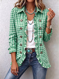 Charlene | Gingham Ruffled Button-Down Jacket for Women