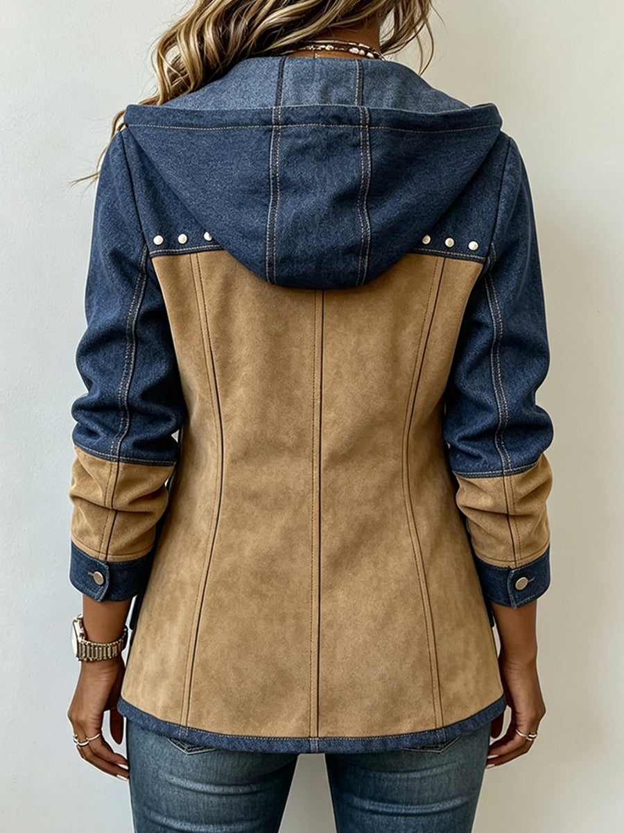 Fawnridge | Patchwork Hooded Jacket with Snap Pockets for Women