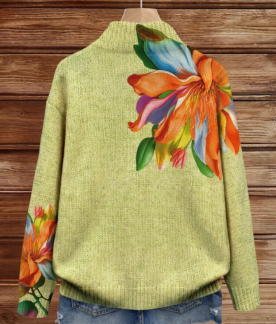 Sidonie | Vibrant Tropical Lily Floral Print Cardigan for Women