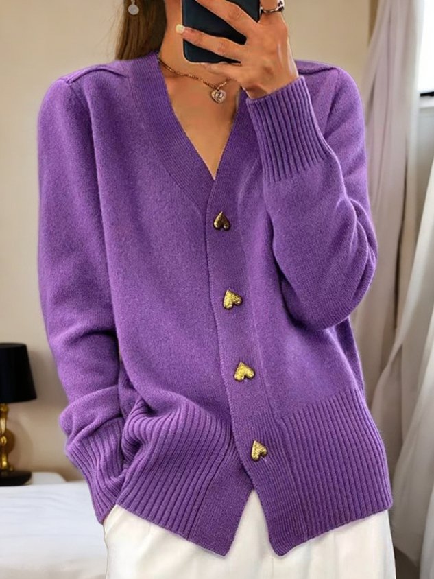 Armelle | Elegant Heart Button Cardigan for Women