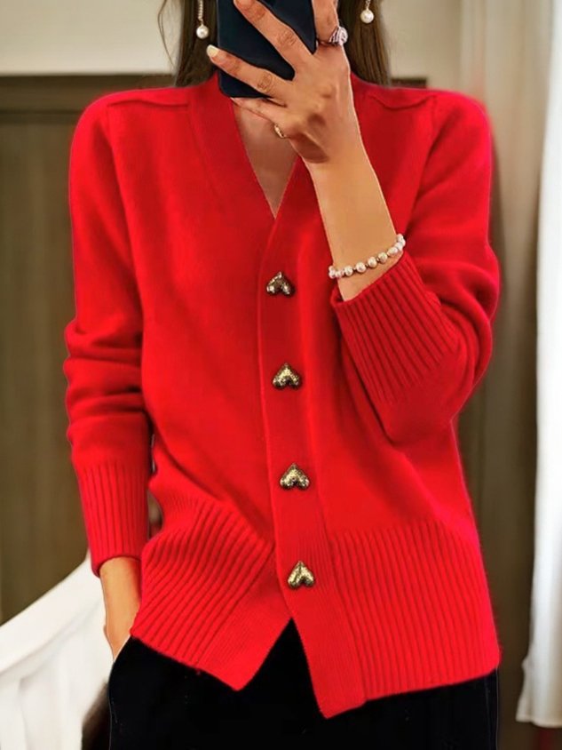Armelle | Elegant Heart Button Cardigan for Women