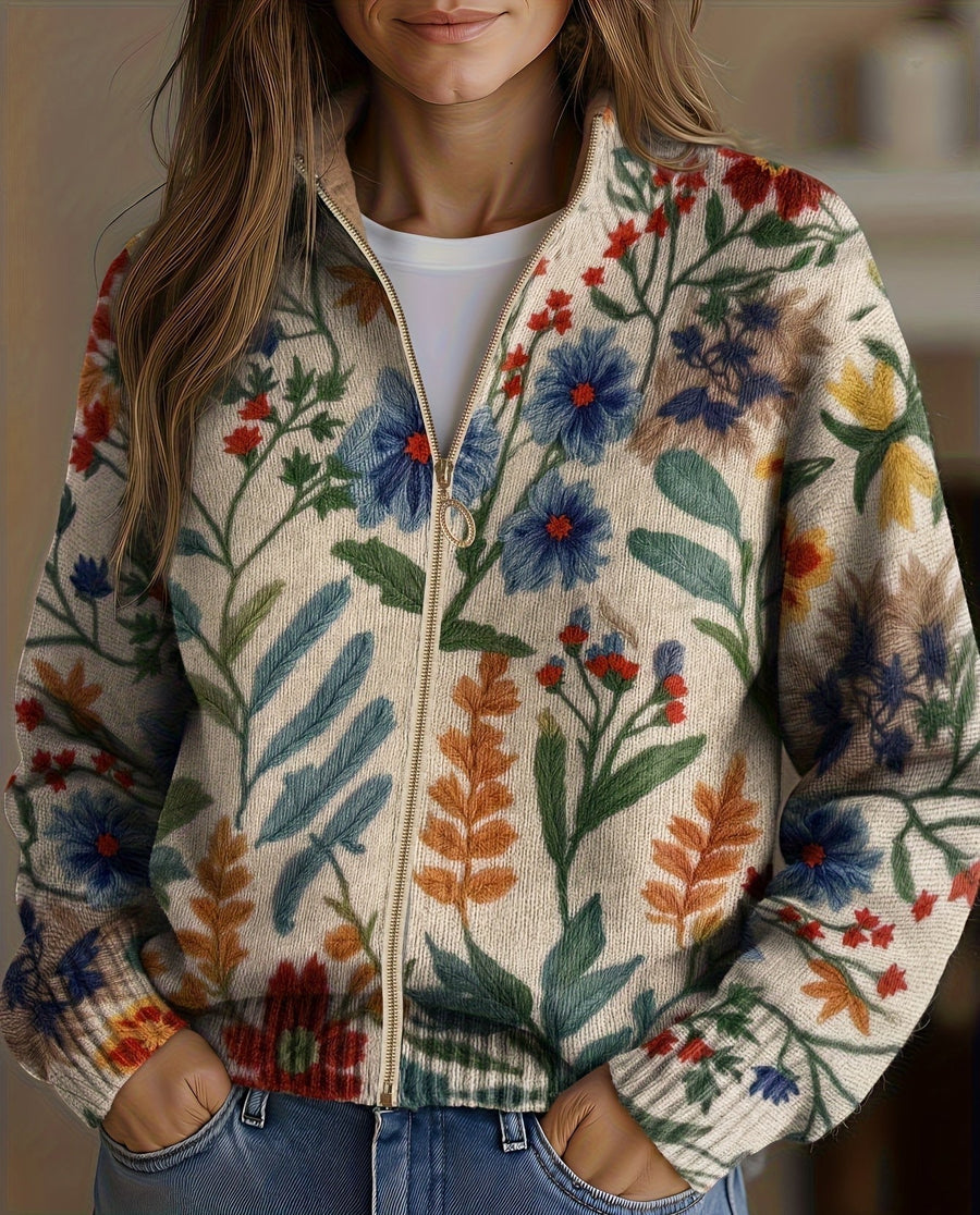 Tabitha | Botanical Garden Floral Zip Cardigan for Women